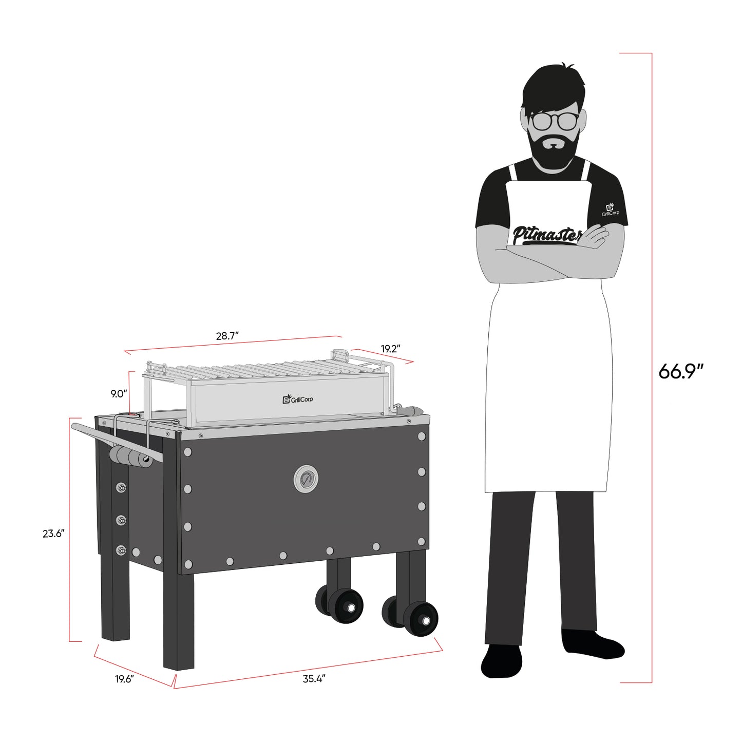 Large Roasting Box - Portable Grill with Lift System