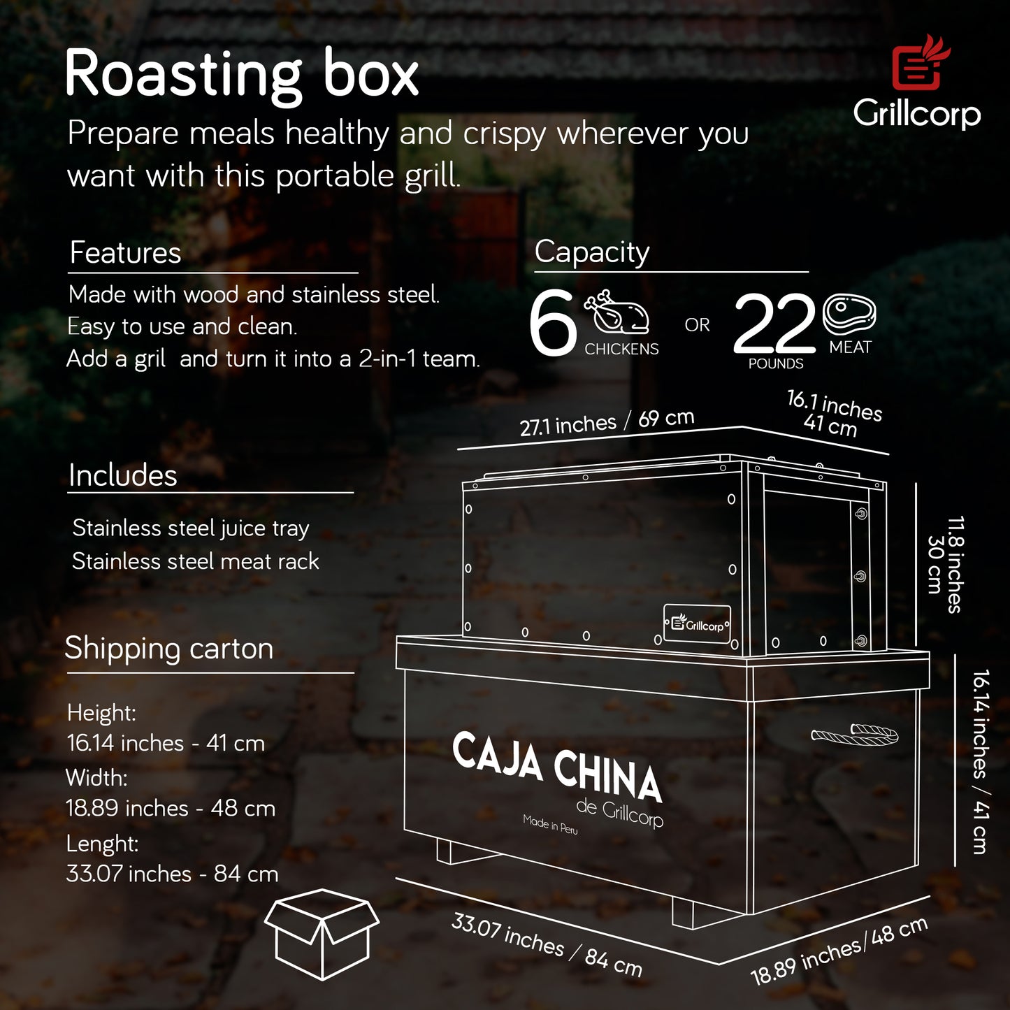 Medium Black Stainless Steel Roasting Box Without legs with Protective Box