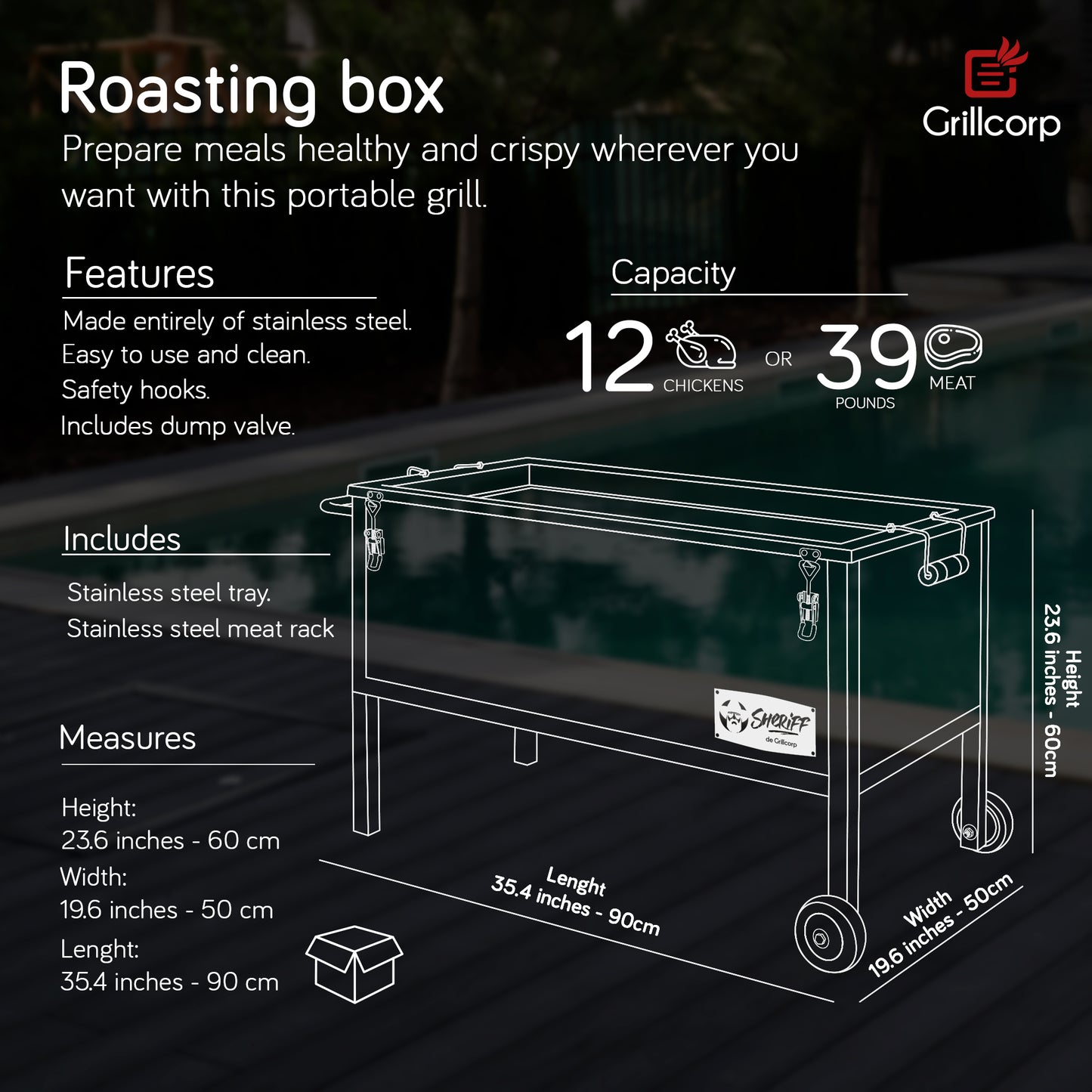 Large Stainless Steel Roasting Box - Venice model