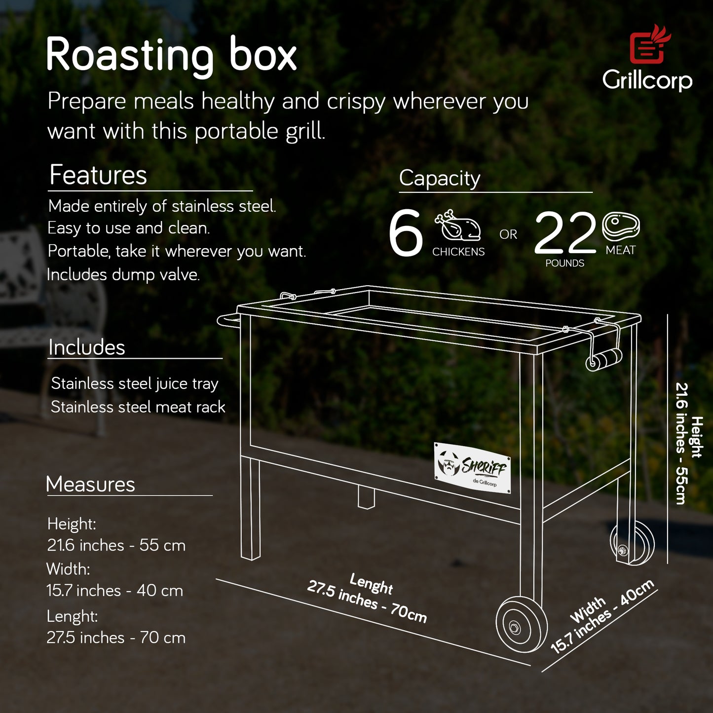 Medium Stainless Steel Roasting Box - Venice model