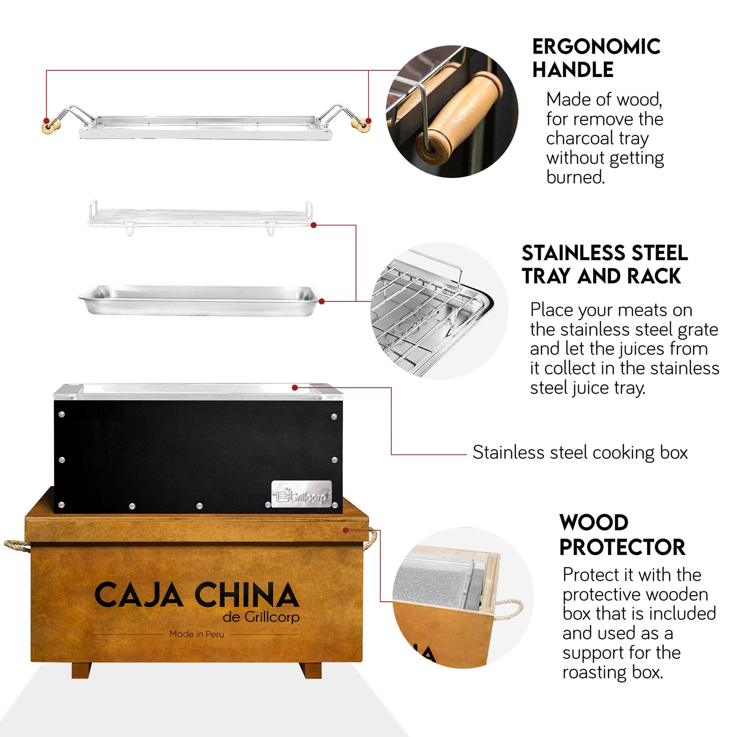 Medium Black Stainless Steel Roasting Box Without legs with Protective Box