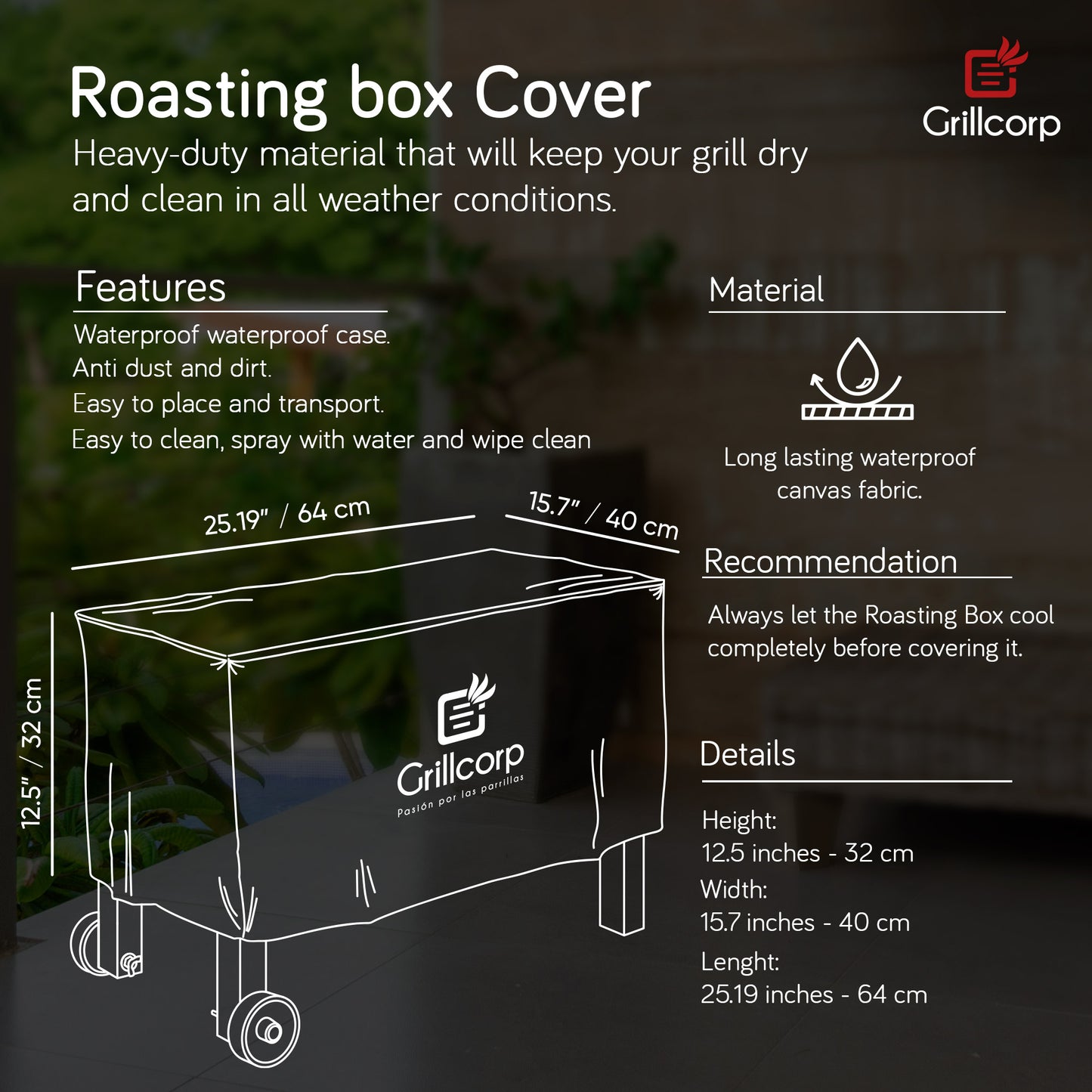 Junior Roasting Box Cover, Cover waterproof