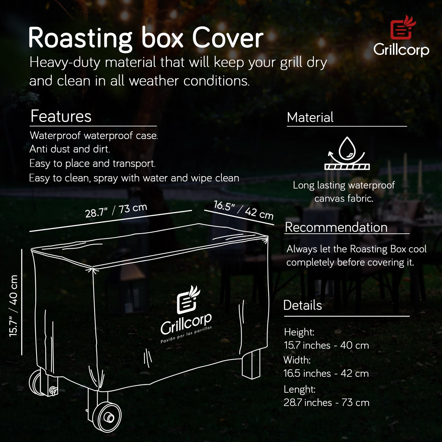 Medium Roasting Box Cover, Cover waterproof