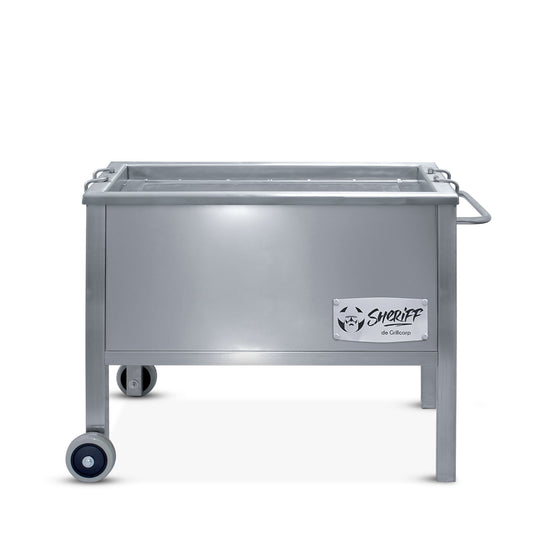 Medium 304 stainless steel Venice model roasting box with front wheels