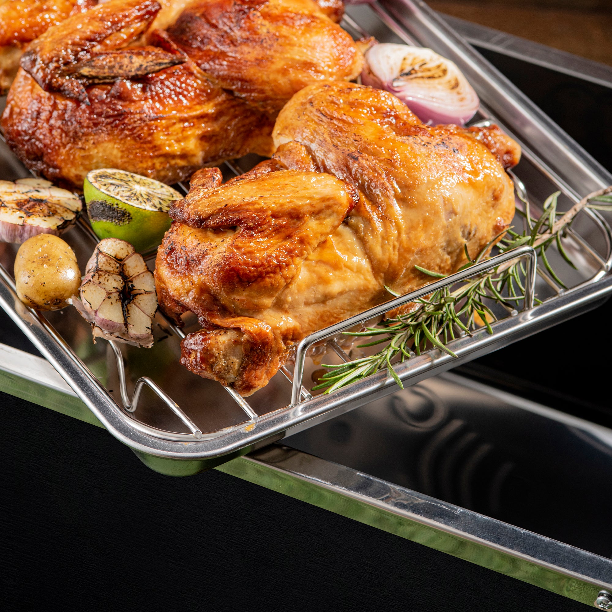 Small stainless steel roasting pan hot sale